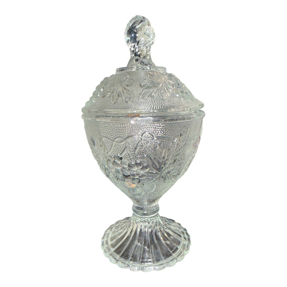Unbranded Other - Vintage Cut Glass Candy Dish with Lid, Decorative Footed Bowl with Ornate Floral